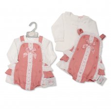 BIS-2020-2419: Baby Girls 2 Pieces Dress Set with Lace and Bow (NB-6 Months)