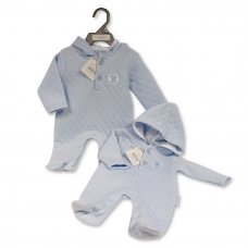 BIS-2020-2455: Baby Boys Quilted, Hooded All In One  (NB-6 Months)