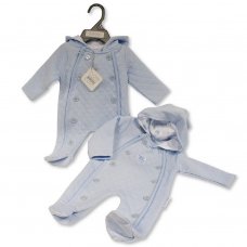 BIS-2020-2456: Baby Boys Quilted, Hooded All In One  (NB-6 Months)