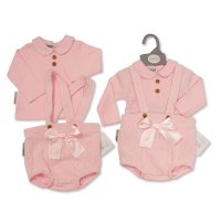 BIS-2020-2521: Baby Girls Top & Knitted Pant With Braces Outfit (NB-6Months)