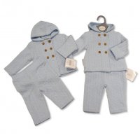 BIS-2020-2529: Baby Boys Knitted Hooded Jacket & Pant Outfit (NB-6Months)