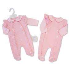 BW-2020-2631: Baby Girls Jacquard All-In-One with Bows (NB-6 Months)