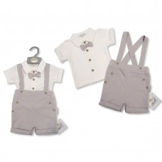 BIS-2120-6027: Baby Boys 2 Piece Outfit- Grey (NB-6 Months)