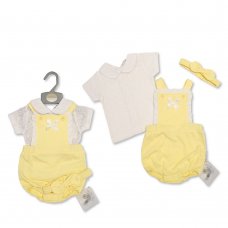 BIS-2120-6043: Baby Girls 3 Piece Outfit- Lemon (NB-6 Months)
