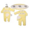 BIS-2120-6083: Baby All in One with Smocking and Hat - Elephant (NB-6 Months)