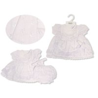 BIS-2120-6091: Dress, Pant & Headband Set- White (NB-6 Months)