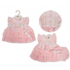 BIS-2120-6097: Baby Girls Dress, Pant & Headband Set- Pink (NB-6 Months)