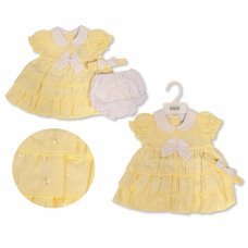 BIS-2120-6103: Dress, Pant & Headband Set- Lemon (NB-6 Months)