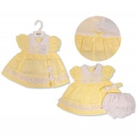 BIS-2120-6104: Baby Girls Dress, Pant & Headband Set- Lemon (NB-6 Months)