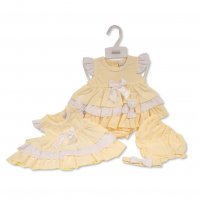 BIS-2120-6149: Tiered Baby Dress with Bows (NB-6 Months)