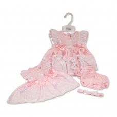 BIS-2120-6151: Baby Dress with Bows (NB-6 Months)