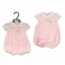 BIS-2120-6153: Baby Girls Romper with Bow - Daisies (NB-6 Months)
