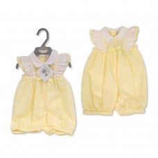 BIS-2120-6154:  Baby Girls Romper with Bow - Daisies (NB-6 Months)