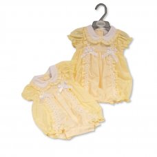 BIS-2120-6158: Baby Girls Romper with Bows - Daisies (NB-6 Months)
