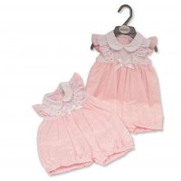 BIS-2120-6161: Baby Girls Romper with Bow - Daisies (NB-6 Months)
