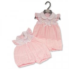 BIS-2120-6161: Baby Girls Romper with Bow - Daisies (NB-6 Months)