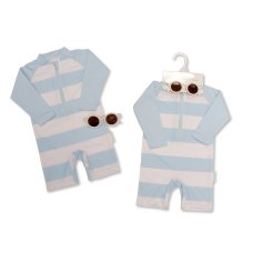 BIS-2120-6232: Baby Zip Up Swimsuit & Sunglasses- Sky (12-24 Months)