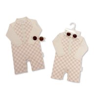 BIS-2120-6233: Baby Zip Up Swimsuit & Sunglasses- Sand (12-24 Months)