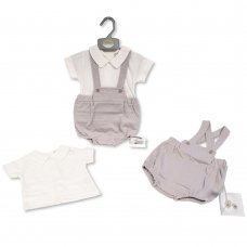 BIS-2120-6023: Baby Boys 2 Piece Outfit- Grey (NB-6 Months)