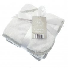 BIT164125: 2 Pack Baby Hooded Towels - White