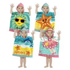 BIT227585: Mini Kids Hooded Poncho Pal Beach, Bath Towels 50x100cm - Assorted Designs  (18 Months- 3 Years)