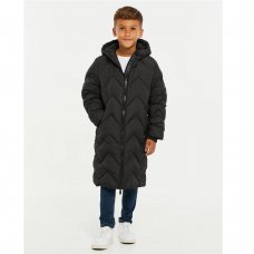 TBFD06150: Boys Black Longline Puffer Jacket/Coat (5-12 Years)