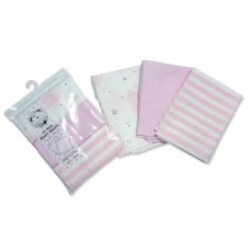 BW-0503-0529P: 3 Pack Design Muslin Squares- Pink