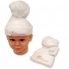 BW-0503-0619: Baby Pom Pom Hat- Princess (0-6 Months)