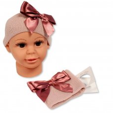 BW-0503-0626RG: Baby Knitted Headband With Bow- Rose Gold