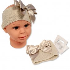 BW-0503-0626T: Baby Knitted Headband With Bow- Taupe