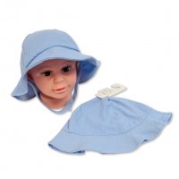 BW-0503-632S: Baby Boys Hat With Chin Strap- Sky (0-12 Months)