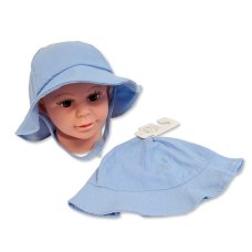 BW-0503-632S: Baby Boys Hat With Chin Strap- Sky (0-12 Months)