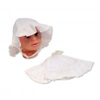 BW-0503-633W: Baby Girls  Hat With Chin Strap- White (0-12 Months)