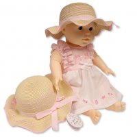 BW-0503-0805: Baby Girls Princess Straw Hat With Bow (12-24 Months)