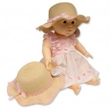 BW-0503-0807: Baby Girls Princess Straw Hat With Bow (12-24 Months)