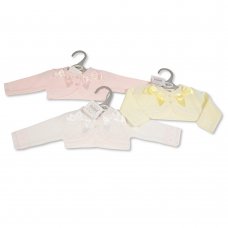 BW-10-116: Baby Girls Knitted Bolero Cardigan With Bows (9-24 Months)