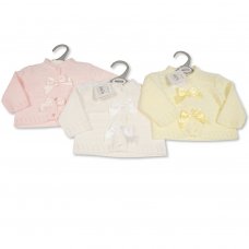BW-10-166: Baby Girls Knitted Cardigan With Bows (9-24 Months)