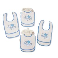 BW-104-768: Baby Boys Bibs 2-Pack with Double Terry - I Love Mummy/ Daddy