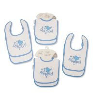 BW-104-768: Baby Boys Bibs 2-Pack with Double Terry - I Love Mummy/ Daddy