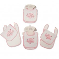 BW-104-769: Baby Girls Bibs 2-Pack with Double Terry - I Love Mummy/ Daddy