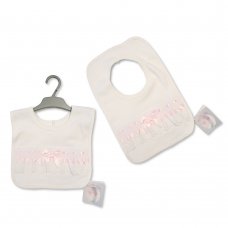 BW-104-825P: Baby Pop Over Lace Bibs- Pink