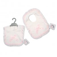 BW-104-826P: Baby Pop Over Lace Bibs-Pink