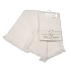 BW-110-034W: Baby Acrylic Waffle Shawl- White