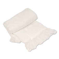 BW-110-035W: Baby Acrylic Shawl with Leaf Pattern- White