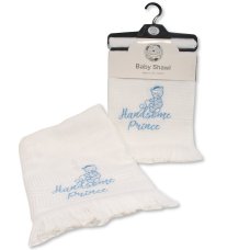 BW-110-418: Baby Shawl with ' Handsome Prince' Embroidery