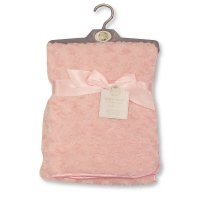 BW-112-1032P: Baby Rosebud Wrap with Fleece Back and Satin Trim- Pink
