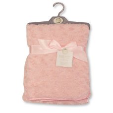 BW-112-1032P: Baby Rosebud Wrap with Fleece Back and Satin Trim- Pink