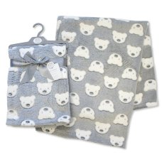 BW-112-988G: Baby Printed Teddy Wrap- Grey