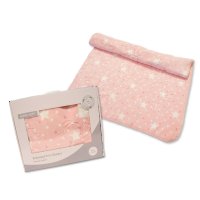 BW-112-2020P: Luxury Embossed Baby Pram Blanket in Box- Pink