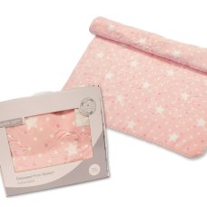 BW-112-2020P: Luxury Embossed Baby Pram Blanket in Box- Pink